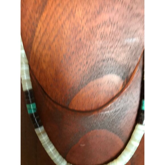 Heishi Necklace White Shell Disc & Turquoise Beads With Various Other Gemstones - Picture 5 of 8